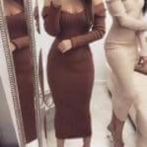 Cream color off the shoulder long dress